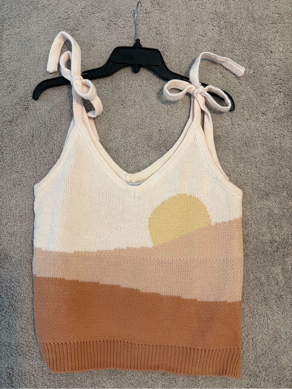 Miss Sparkling Knit Boho Mushroom Hippie V Neck Tank Top Fit is a Medium